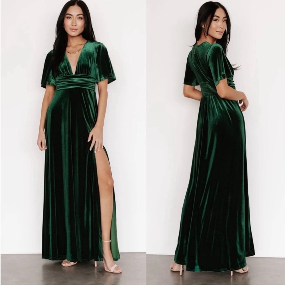 Baltic Born Berenice Velvet Maxi Dress in Emerald Green Sz S